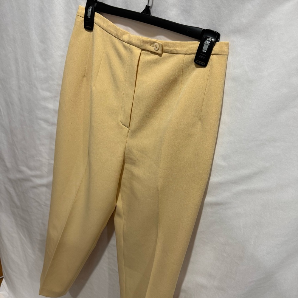 Harvé Benard Petites 8P Pale Yellow Lined Trousers High Waist  Career Pant - Picture 2 of 16